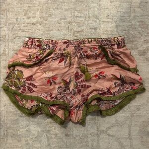 Poupette St. Barth Pink and Green Floral Shorts